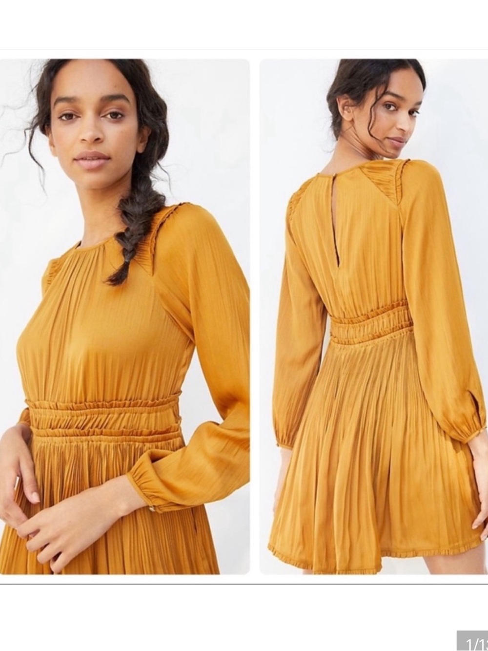 Maeve by Anthropologie Long-Sleeve Pleated Mini Dress